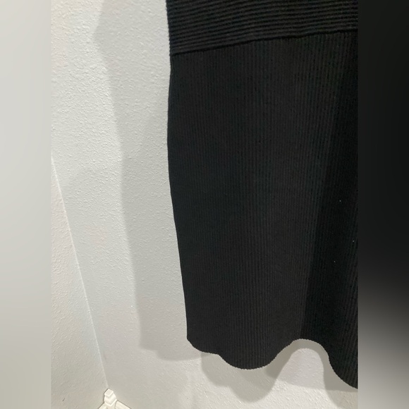 House Of Harlow Black Ribbed Feminine Mini Dress Neutral Contemporary Casual - Picture 2 of 9